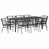 Set da Pranzo per Giardino 9 pcs Nero polyrattan