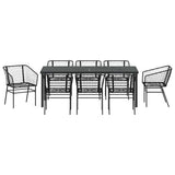Set da Pranzo per Giardino 9 pcs Nero polyrattan