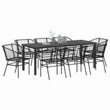 Set da Pranzo per Giardino 9 pcs Nero polyrattan