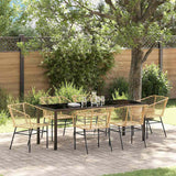 Set da Pranzo per Giardino 7 pcs Marrone polyrattan