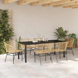Set da Pranzo per Giardino 7 pcs Marrone polyrattan