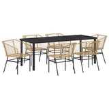 Set da Pranzo per Giardino 7 pcs Marrone polyrattan