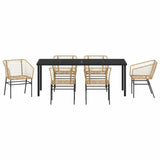 Set da Pranzo per Giardino 7 pcs Marrone polyrattan