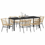 Set da Pranzo per Giardino 7 pcs Marrone polyrattan