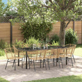 Set da Pranzo per Giardino 9 pcs Marrone polyrattan
