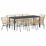 Set da Pranzo per Giardino 9 pcs Marrone polyrattan