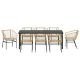 Set da Pranzo per Giardino 9 pcs Marrone polyrattan