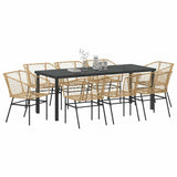 Set da Pranzo per Giardino 9 pcs Marrone polyrattan