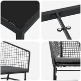 Set da Pranzo per Giardino 5 pcs Nero polyrattan