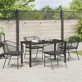 Set da Pranzo per Giardino 5 pcs Nero polyrattan