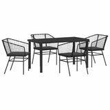 Set da Pranzo per Giardino 5 pcs Nero polyrattan