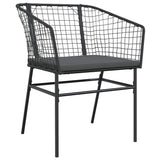 Set da Pranzo per Giardino 5 pcs Nero polyrattan