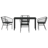 Set da Pranzo per Giardino 5 pcs Nero polyrattan