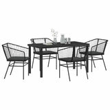 Set da Pranzo per Giardino 5 pcs Nero polyrattan