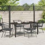 Set da Pranzo per Giardino 5 pcs Nero polyrattan