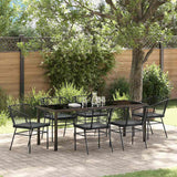 Set da Pranzo per Giardino 7 pcs Nero polyrattan