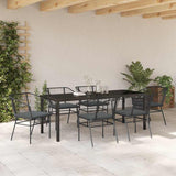 Set da Pranzo per Giardino 7 pcs Nero polyrattan