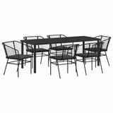 Set da Pranzo per Giardino 7 pcs Nero polyrattan