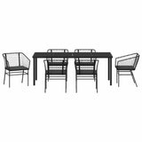 Set da Pranzo per Giardino 7 pcs Nero polyrattan