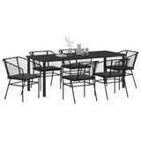 Set da Pranzo per Giardino 7 pcs Nero polyrattan