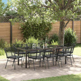 Set da Pranzo per Giardino 9 pcs Nero polyrattan