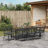Set da Pranzo per Giardino 9 pcs Nero polyrattan