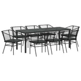 Set da Pranzo per Giardino 9 pcs Nero polyrattan