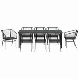 Set da Pranzo per Giardino 9 pcs Nero polyrattan