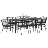 Set da Pranzo per Giardino 9 pcs Nero polyrattan