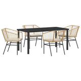 Set da Pranzo per Giardino 5 pcs Marrone polyrattan