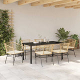 Set da Pranzo per Giardino 7 pcs Marrone polyrattan