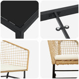 Set da Pranzo per Giardino 7 pcs Marrone polyrattan