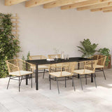 Set da Pranzo per Giardino 7 pcs Marrone polyrattan