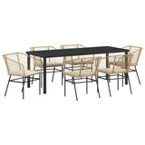 Set da Pranzo per Giardino 7 pcs Marrone polyrattan