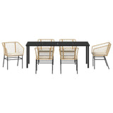 Set da Pranzo per Giardino 7 pcs Marrone polyrattan