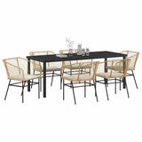 Set da Pranzo per Giardino 7 pcs Marrone polyrattan