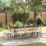 Set da Pranzo per Giardino 9 pcs Marrone polyrattan