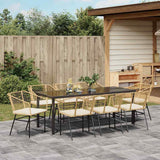 Set da Pranzo per Giardino 9 pcs Marrone polyrattan