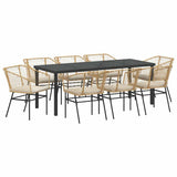 Set da Pranzo per Giardino 9 pcs Marrone polyrattan