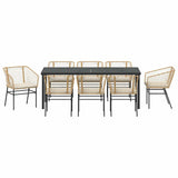 Set da Pranzo per Giardino 9 pcs Marrone polyrattan