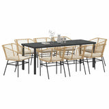 Set da Pranzo per Giardino 9 pcs Marrone polyrattan