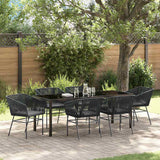 Set da Pranzo per Giardino con cuscino 7 pcs Nero