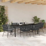 Set da Pranzo per Giardino con cuscino 7 pcs Nero