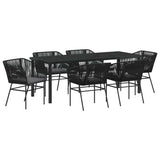 Set da Pranzo per Giardino con cuscino 7 pcs Nero