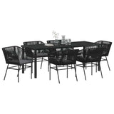 Set da Pranzo per Giardino con cuscino 7 pcs Nero