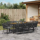 Set da Pranzo per Giardino con cuscino 9 pcs Nero
