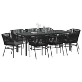 Set da Pranzo per Giardino con cuscino 9 pcs Nero