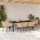 Set da Pranzo per Giardino con cuscino 7 pcs Marrone