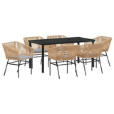 Set da Pranzo per Giardino con cuscino 7 pcs Marrone