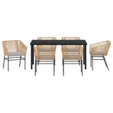 Set da Pranzo per Giardino con cuscino 7 pcs Marrone